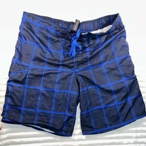 Mens Ocean Pacific Swimming  Trunks Blue Checkered Size XL 40-42